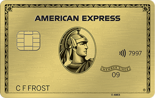 American Express Gold Card - Rose gold metallic finish with gold Amex centurion logo