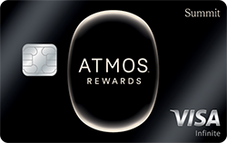 Atmos Rewards Summit Visa Infinite credit card front face with Atmos branding and Visa Infinite logo