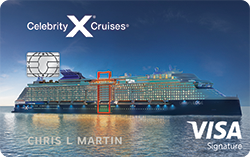Celebrity Cruises Visa Signature credit card with fee badge