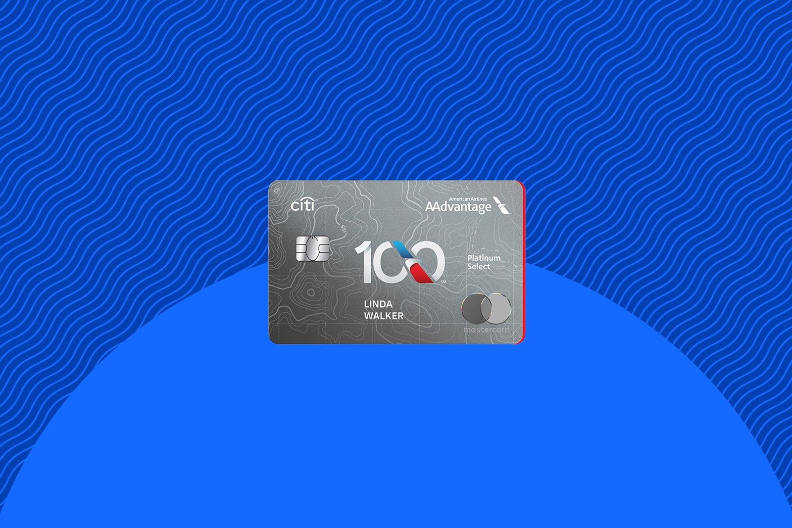 Citi AAdvantage Platinum Select card with centennial branding and premium design
